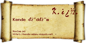Kende Ádám névjegykártya