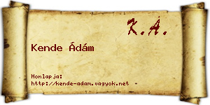 Kende Ádám névjegykártya